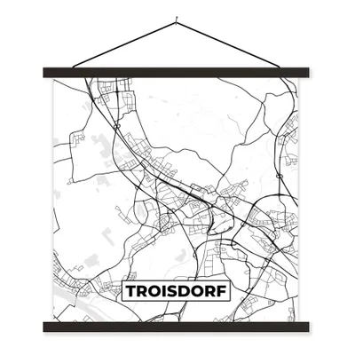 Produktbild von MuchoWow® Textilposter Troisdorf - Karte - Stadtplan 40x40 cm mit schwarzem Rahmen - Fotos