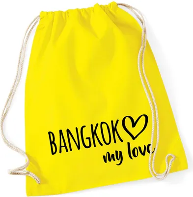 Produktbild von Huuraa Turnbeutel Bangkok my love 12 Liter Yellow Baumwolle Rucksack Geschenkidee