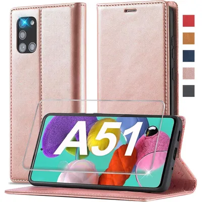 Immagine prodotto di Ailicici Custodia per Samsung Galaxy A51 in Pelle a Libro con Pellicola Protettiva, Antiurto, Rosa