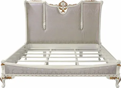 Produktbild von Casa Padrino Luxus Barock Doppelbett Silber / Weiß / Gold - Barockstil Schlafzimmer Möbel