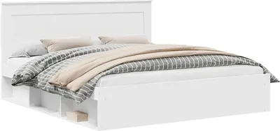 Obrázok produktu pre vidaXL Rám postele s čelom biely 200 x 200 cm z masívneho borovicového dreva