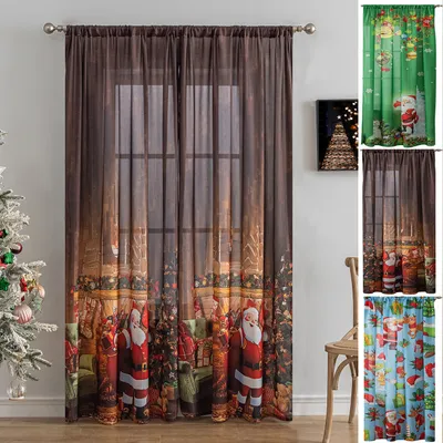 Immagine prodotto di set di 2 tende a rullo semitrasparenti, decorazione natalizia del soggiorno, camera da letto, ristorante, negozio, caffè, marrone 132x213cm