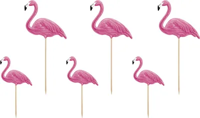 Produktbild von 6 Flamingo Einstecker als Topper für Cupcake oder Torten Dekoration