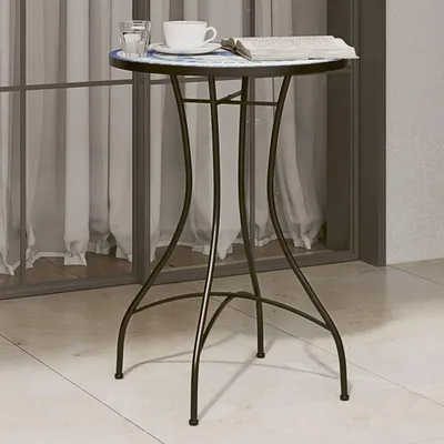 Produktbild von vidaXL Mosaik-Bistrotisch Blau und Weiß Ø50x70 cm Keramik