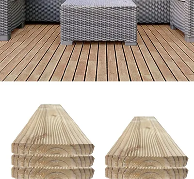 Produktbild von Floranica 5 Stk. Lärchenholz Bretter 70 cm Lang Zaunlatten Terrassendielen Konstruktionsholz geriffelt für Hochbeet & Sichtschutz