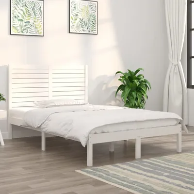 Productafbeelding van Maison Exclusive - Bedframe, wit, massief hout, 135 x 190 cm, tweepersoonsbed