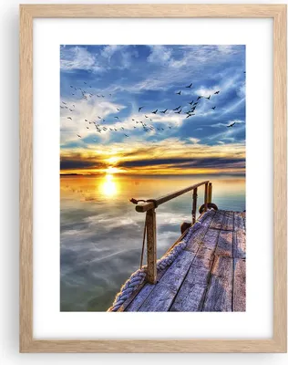 Produktbild von Gerahmtes Poster - Rahmen in heller Eiche - See Brücke - 30x40 cm - Wand Bild - Wanddeko - Wandbilder - Kunstposter - Wandposter - Bilderrahmen - Bilder - Kunstdruck - Wandbild - P2NPA30x40-3963