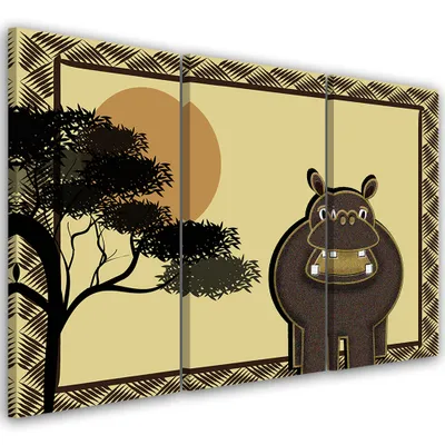 Produktbild von Triptychon auf leinwand tiere - braun 120x80 cm Feeby braun wandbild bereit zum aufhängen