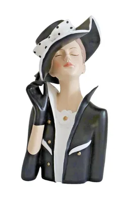 Produktbild von Deko Büste elegante Frau Dame Lady mit Hut Retro Art Deco Stil Skulptur Figur