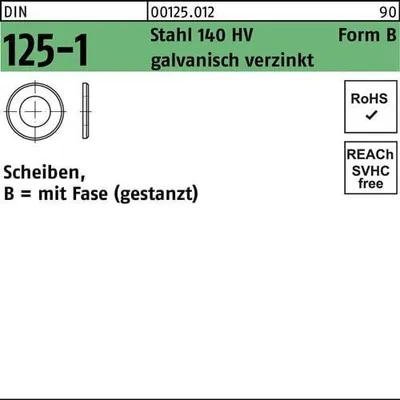 Produktbild von Reyher  Scheiben DIN 125 St. 140 HV B 70 vz (5 Stück)
