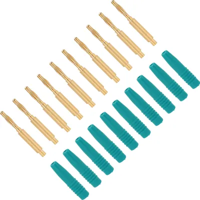 Image de 10pcs Banana Plugs Gold Plated 2mm Male Connector Insulated Metal Plugs with Housing for Testing EquipmentGreen (Fiches bananes plaquées or, connecteur mâle de 2 mm, fiches métalliques isolées avec boîtier pour équipement de test)