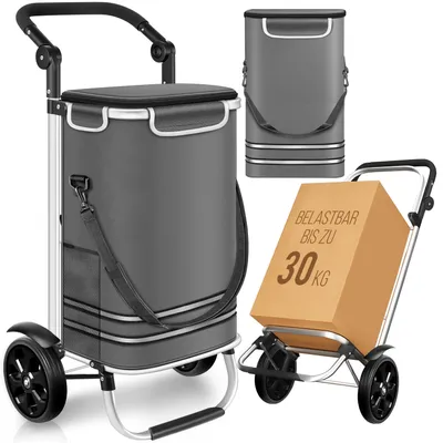 Immagine prodotto di Carrello per la spesa Carrello pieghevole 3 in1 per la spesa; 56 litri incl. scomparto refrigerante; carrello per il trasporto Carrello per la spesa Carrello per la spesa - Colore: grigio