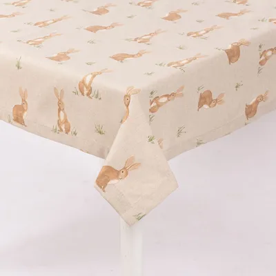 Produktbild von Tischdecke Aquarell Woodland Rabbit div. Größen von SCHÖNER LEBEN. Größe 80x80cm