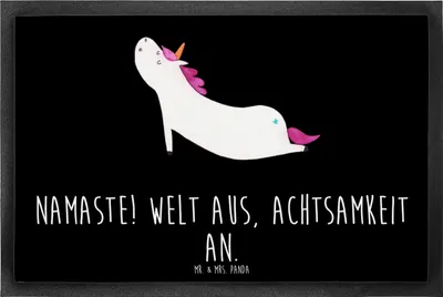 Produktbild von Mr. & Mrs. Panda fußmatte Einhorn Yoga 60 x 90 cm - Schwarz - Geschenk, Einhörner, abstreifer, Achtsamkeit, Unicorn, Schmutzfänger, Schmutzfangmatte, Sport, Schmutzmatte