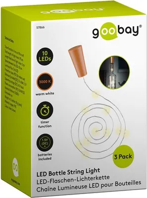 Produktbild von Goobay 3 x 10er LED Flaschen-Lichterkette, inkl. Timer - Stimmungsvolle Leuchtdekoration für Glasflaschen