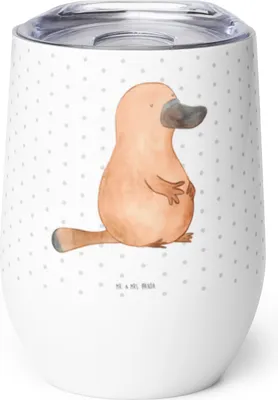 Produktbild von Mr. & Mrs. Panda thermosbecher Schnabeltier Mut - Weiß - Geschenk, Motivation, Raodtrip, heißgetränkebecher, Thermobecher, glühweinbecher, Büro, Arbeit, Thermo Becher