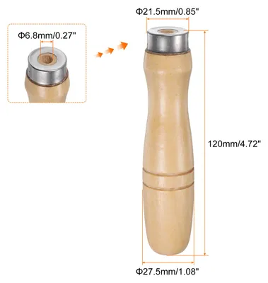 Produktbild von 12 Stš¹ck Feilenheft Holzgriff 120mm L?nge 6,8 mm Rundloch Ergonomische Griffe mit Metallkragen fš¹r 10 Zoll Metallfeilen