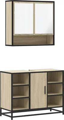 Image de vidaXL Ensemble de meubles de salle de bain 2 pièces en bois composite chêne Sonoma