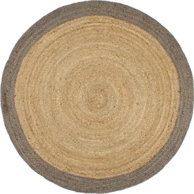 Produktbild von Möbel Teppich Handgefertigt Jute mit Grauem Rand 180 cm - Designerteppiche 343602