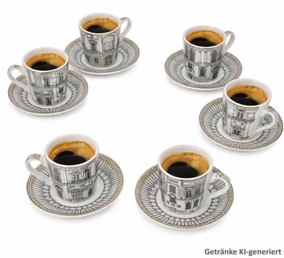 Obrázek produktu pro Sada 6 šálků na espresso Palazzo (80 ml) s podšálky, porcelán, černá