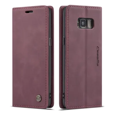 Immagine prodotto di Custodia Galaxy S8 Plus, Custodia retrò in Finto cuoio, tasche per carte, chiusura magnetica, custodia con funzione stand per Samsung Galaxy S8 Plus Rosso