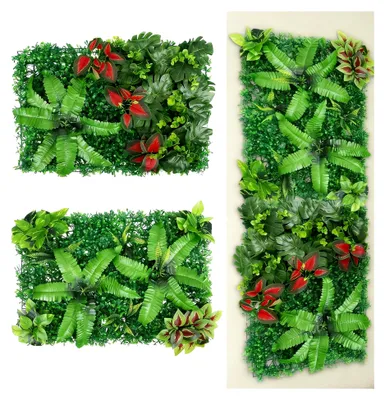 Produktbild von Pflanzenwand für den Außenbereich, 2 Stück Kunstpflanzen Wandpaneele 40 x 60 cm, Künstliche Pflanzen Wanddekoration für Innen- und Außenbereiche, Balkon und Garten