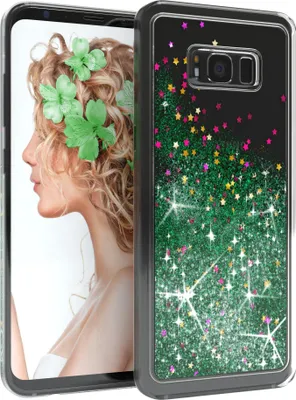 Produktbild von EAZY CASE - Glitzer Hülle kompatibel mit Samsung Galaxy S8 Plus Glitzer Schutzhülle, Soft Case, Backcover Transparent mit Motiv