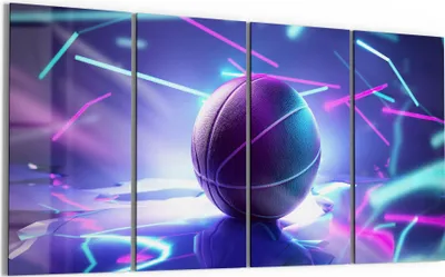 Produktbild von DEQORI Glasbild Echtglas 4x30x60 cm 'Inszenierter Basketball' Wandbilder XXL groß