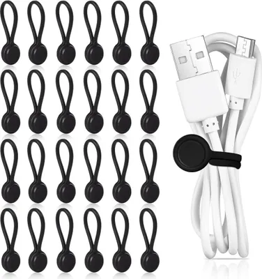 Produktbild von 24 Stück Magnetische Kabelbinder - Wiederverwendbare Silikon-Kabelbinder, Multifunktionale Organizer für USB- und Kopfhörerkabel