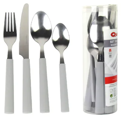 Produktbild von 16-tlg. Besteckset Campingbesteck Gartenbesteck für 4 Personen (Grau)