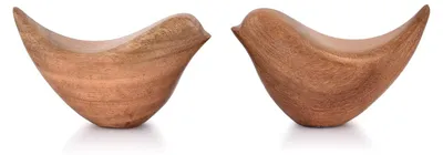 Vogel-Skulpturen aus Akazienholz, 2er-Set, 11,43 cm x 5,08 cm x 6,35 cm