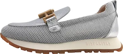 Produktbild von Hispanitas Slipper Kansas Damen, white/silver, Gr. 38, HV253919, Leder Textil Mesh, gepolsterte Decksohle, anatomisches Wechselfußbett, flexible, rutschhemmende und stark gedämpfte Laufsohle, gepolsterter Schaft, elastische Schnürsenkel, nachhaltig, Weite mittel