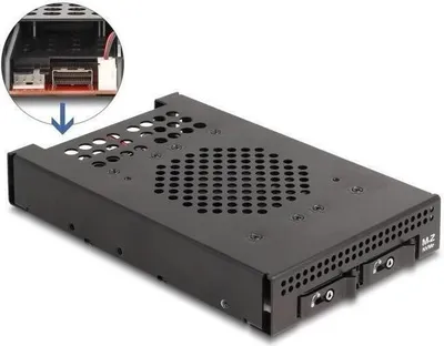 Produktbild von Delock 3.5 ZollWechselrahmen für 2 x M.2 NVMe SSD mit Slim SAS SFF-8654 Anschluss