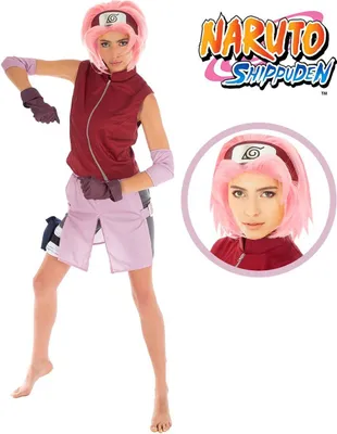 Sakura Haruno Kostüm deluxe Naruto für Damen inkl. Perücke Gr. XS-L rosa Fasching Karneval Mottoparty Manga Anime Paarkostüm