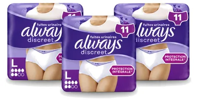 Produktbild von 3 x Always Discreet Incontinentiebroekjes - Maat L - Vorteilspackung - 3 Stücke