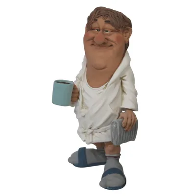 Produktbild von Funny Life - Morgens ist die Welt noch in Ordnung - Mann im Bademantel und Kaffebecher