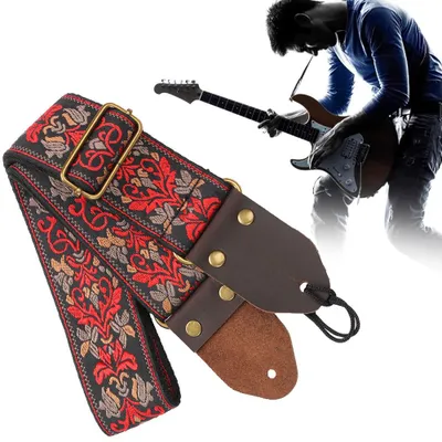 Produktbild von Gitarrengurt - 5 cm breit - Verstellbar - Jacquard-Gewebe - Universal Gitarrengurt für E-Gitarre, Akustikgitarre und Bass
