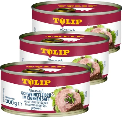 Produktbild von TULIP 3x 300 g Schweinefleisch im eigenen Saft Fleisch Schwein Frühstücksfleisch