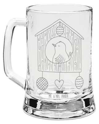 Produktbild von Mr. & Mrs. Panda Glas Bierkrug Vogelhaus Home - Transparent - Geschenk, Hausbau, Krug, graviert, Umzug, Seidel, Haus, Vogel, Glaskrug, Humpen, Lustige Sprüche