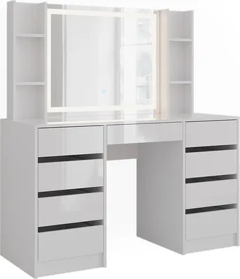 Obrázek produktu pro Toaletní stolek Vicco Sherry Bílá/bílý vysoký lesk 128.2 cm 7 dílů, Model 57639