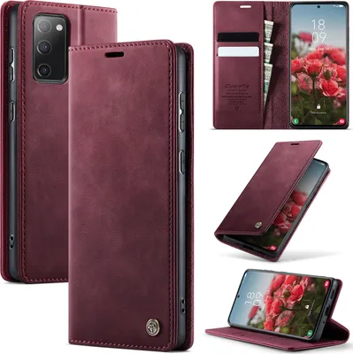 Produktbild von Handyhülle für Samsung Galaxy S20 FE 5G/4G Hülle Leder mit RFID Schutzhülle Klapphülle Magnet Kartenfach Standfunktion Rot