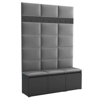 Produktbild von Garderobe LUTON 3 BLACK 33 – Farbe Schwarz, moderner Schrank 40x150x213 cm, funktionale Lösung für den Flur, Garderobeschrank, Flurmöbel
