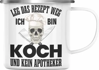 Produktbild von Trendation - Koch Geschenke Männer Emaille Tasse Lustig Geschenk für Koch Köchin Geschenkidee Frauen (Silber)
