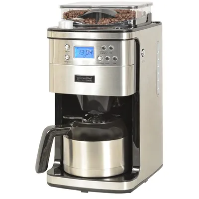 Immagine prodotto di Caffettiera isotermica programmabile con macinacaffè 12 tazze 1000w acciaio inox Kitchen chef KCP4266