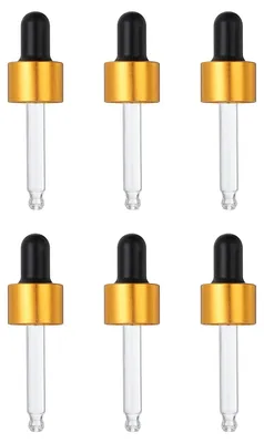 Glaseinsatz-Tropfer, 6 Stück, gold, für 10-ml-Flaschen