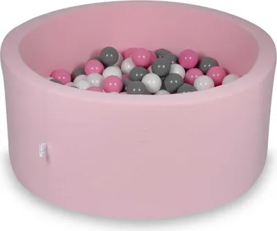 Produktbild von Bällebad 90x40cm rosa – Mit 300 Bällen / weiß, grau, puderrosa
