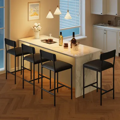 Produktbild von IDEALHOUSE Bartisch mit Barhocker Set, mit 4 Gepolsterten Stühlen