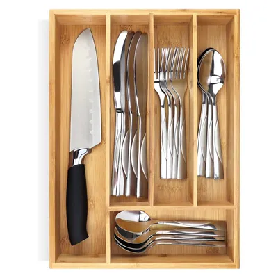 Produktbild von Universal Schubladeneinsatz 5 Fächer Besteckkasten 34,3 x 24,9 cm Besteckbox Besteck Küche Büro Organizer Einsatz