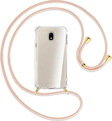 Produktbild von Handykette Backcover-Schutzhülle mit Band (Metall goldfarben) für Samsung Galaxy J3 2017 - rose peach