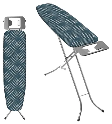 Zdjęcie produktu dla Deska do prasowania, 110 x 30 cm, wielowarstwowa powierzchnia odporna na wysoką temperaturę, uchwyt na żelazko, antypoślizgowe nóżki, kompaktowa konstrukcja